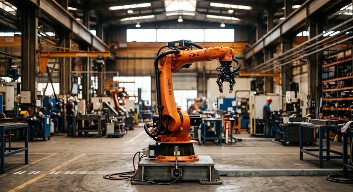 Six-axis industrial robot on the shop floor